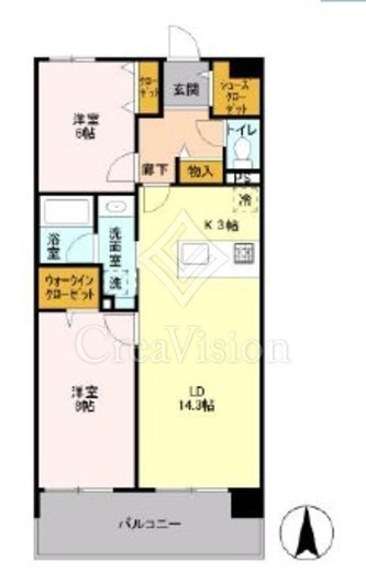 ロイヤルパークス梅島 214 間取り図