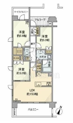 プラウド宮前平トレサージュ 4階 間取り図