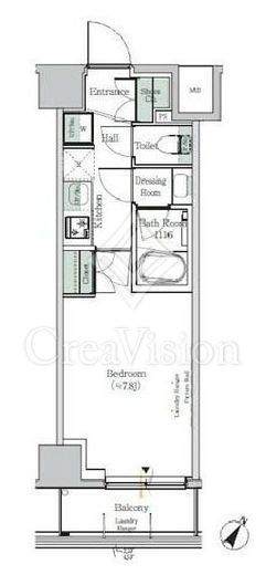 One ROOF Residence Kiba West 409 間取り図