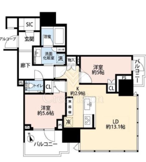プラウドタワー芝浦 4階 間取り図