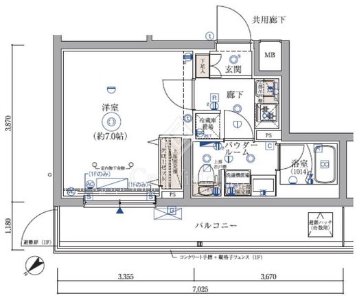 ARCOBALENO KIKUNA (アルコバレーノ菊名) 105 間取り図