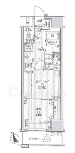 日神デュオステージ浅草 5階 間取り図
