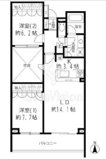 リベルテ等々力 103 間取り図