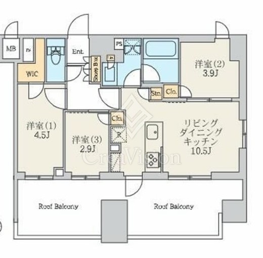 クレストコート北千住レジデンス 1102 間取り図