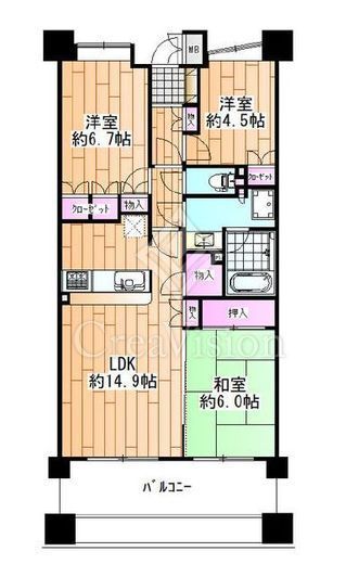 ビーズタワー橋本E棟 18階 間取り図