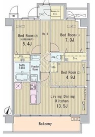 ＨＩＧＡＳＨＩＫＯＭＡＴＳＵＧＡＷＡ　ＡＰＡＲＴＭＥＮＴ 207 間取り図