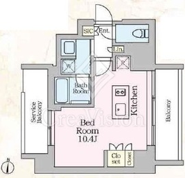 プライムメゾン亀戸 803 間取り図