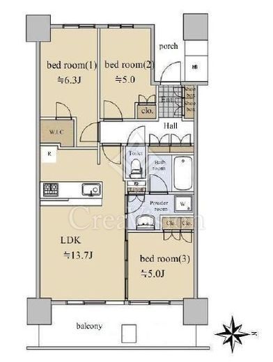 シティタワー金町タワー棟 30階 間取り図