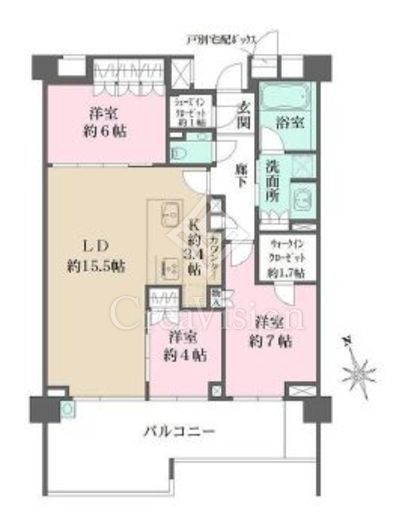 ザ・パークハウス代々木大山レジデンス 3階 間取り図