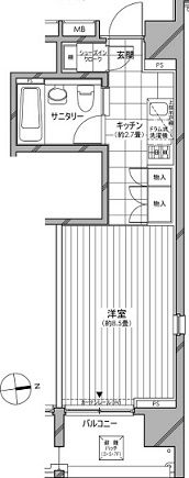 カスタリア麻布十番七面坂 201 間取り図