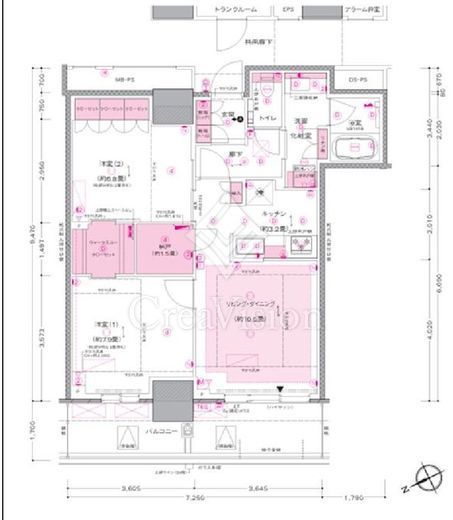 プラウドタワー小岩フロント 3階 間取り図