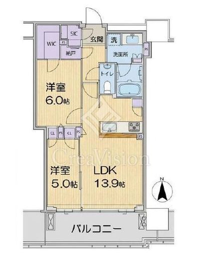 グランドシティタワー月島 6階 間取り図
