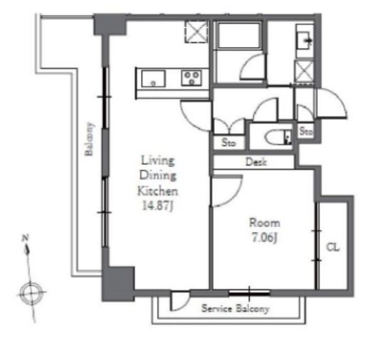 Totsu Residence Shiba (東通レジデンス芝) 1309 間取り図