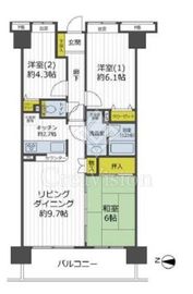 コスモ錦糸町グランステージ 3階 間取り図