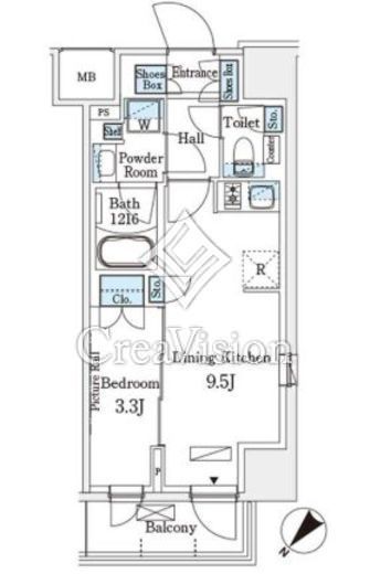 パークアクシス横浜伊勢佐木町通り 910 間取り図