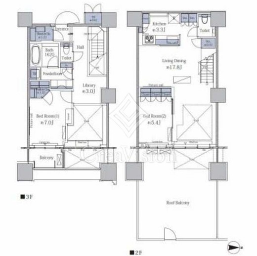 パークタワーグランスカイ 3階 間取り図