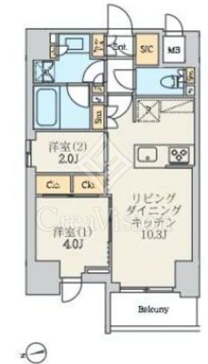 クレストコート北千住レジデンス 601 間取り図