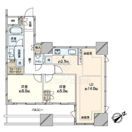 中野ツインマークタワー 6階 間取り図
