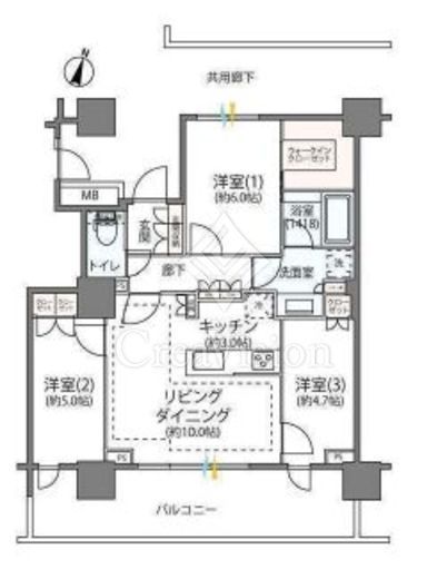 リーフィアタワー海老名アクロスコート 2階 間取り図