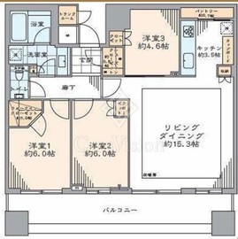 パークタワー晴海 6階 間取り図