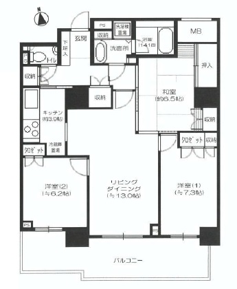 ゲートシティ大崎サウスパークタワー 13階 間取り図