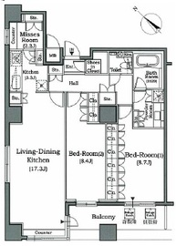 ホライズンプレイス赤坂 1702 間取り図