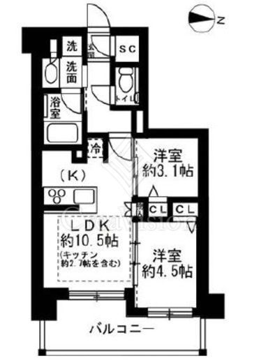 ユニハイム小岩 9階 間取り図