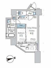 デュオフラッツ池尻大橋ノリス 1201 間取り図