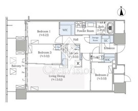 グランドシティタワー月島 43階 間取り図