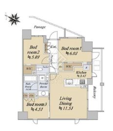 セントラルレジデンス笹塚 6階 間取り図
