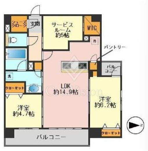 ユニハイム小岩 6階 間取り図
