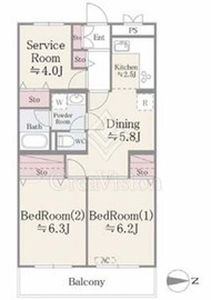 ドエルリバーサイド大島 102 間取り図