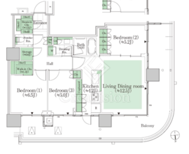 HARUMI FLAG PARK VILLAGE T棟 (晴海フラッグ パークヴィレッジ T棟) 6階 間取り図