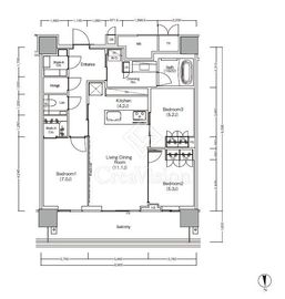 ＪＩＹＵＧＡＯＫＡ　ＭＵＳＥ　ＳＱＵＡＲＥ　ＴＨＥ　ＲＥＳＩＤＥＮＣＥ 10階 間取り図