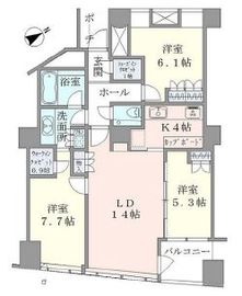 品川Vタワー タワー棟 25階 間取り図