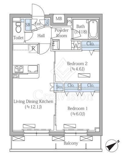 Ｒｏｖｉｎｅ目黒東山 202 間取り図