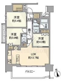 レジデンシャル品川中延グランクラス 13階 間取り図