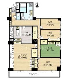 日商岩井音羽マンション 6階 間取り図