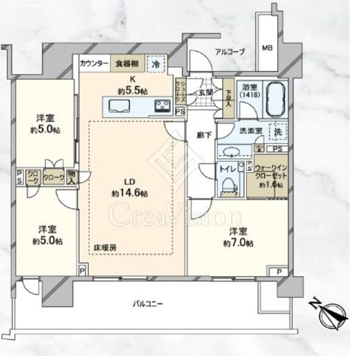 HARUMI FLAG PARK VILLAGE (晴海フラッグ パークヴィレッジ) 2階 間取り図