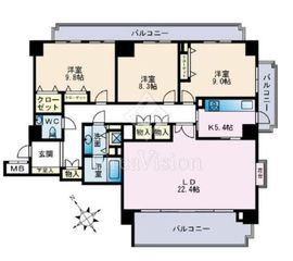 パークハウス多摩川北参番館 11階 間取り図