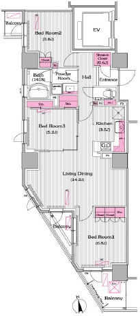 プライムアーバン新宿夏目坂タワーレジデンス 2002 間取り図