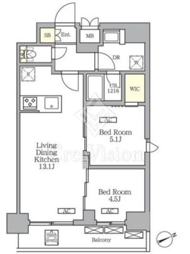 グランエール西日暮里SOUTH 1302 間取り図