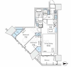 グランドシティタワー月島 15階 間取り図