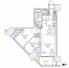 グランドシティタワー月島 17階 間取り図