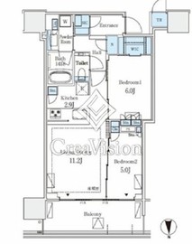 グランドシティタワー月島 26階 間取り図