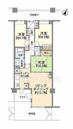 東急ドエル・アルス横浜野毛坂 2階 間取り図