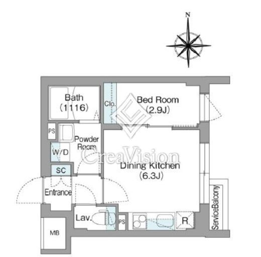 スタイリオフィット新丸子 201 間取り図