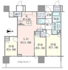 ブリリアタワー池袋 43階 間取り図