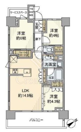 プラウド東神奈川 4階 間取り図