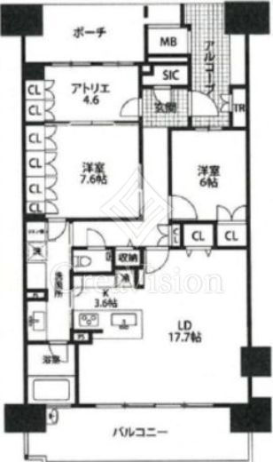 HARUMI FLAG SEA VILLAGE (晴海フラッグ シーヴィレッジ) 3階 間取り図